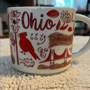 Starbucks Ohio Mug with Red and Brown Illustrations